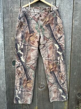 Vintage Carhartt B235 CAP Realtree Camo Duck Canvas Dungaree Pants 36x34